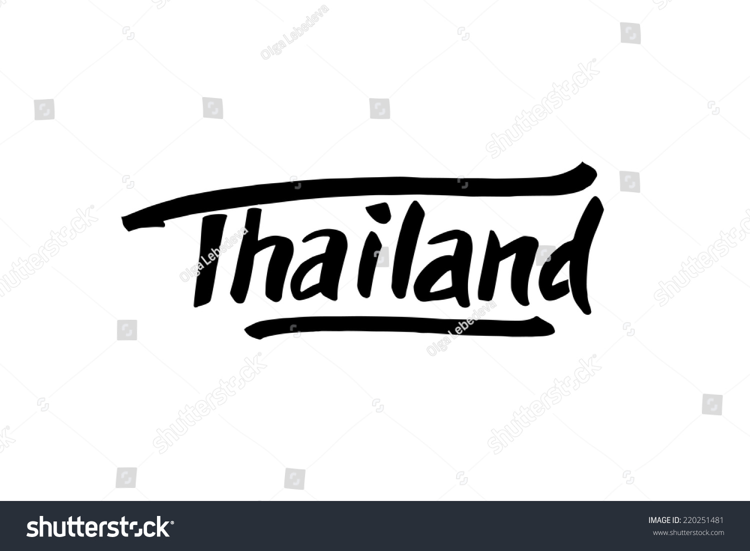 Thailand Hand Drawn Lettering Typographic Design Stock Vector 220251481 ...