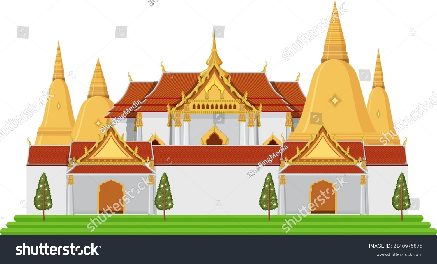 Thailand Iconic Tourism Attraction Background Illustration Stock Vector ...