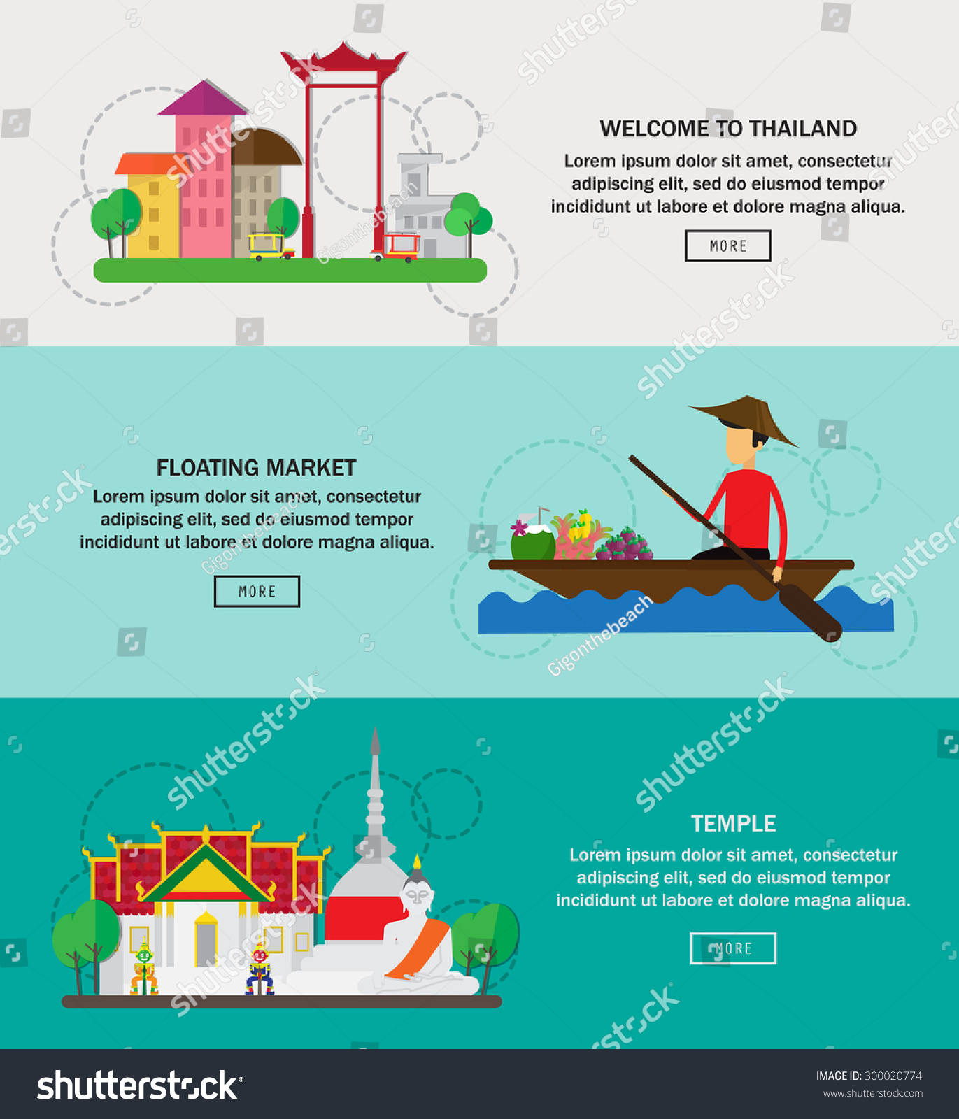 Thailand Landmark Asean Concept Vector Illustration Stock Vector Thailand Landmark Asean Concept Vector Illustration Stock Vector