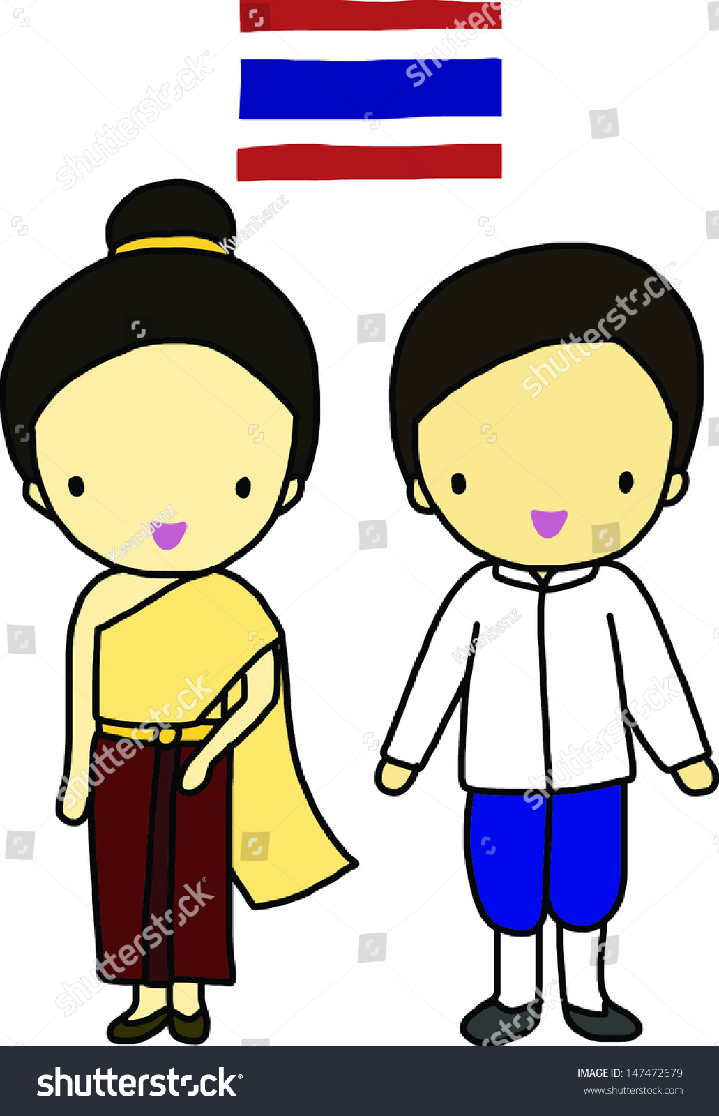 Thailand Traditional Costume Stock Vector Illustration 147472679 ...