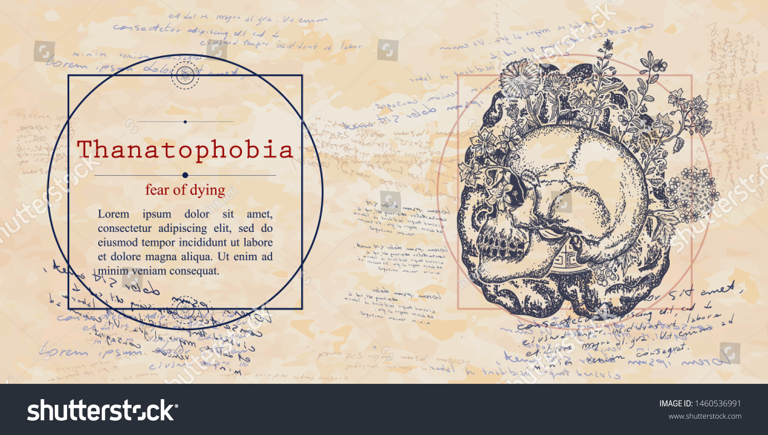 Thanatophobia Fear Dying Phobia Human Skull: เวกเตอร์สต็อก (ปลอดค่า ...