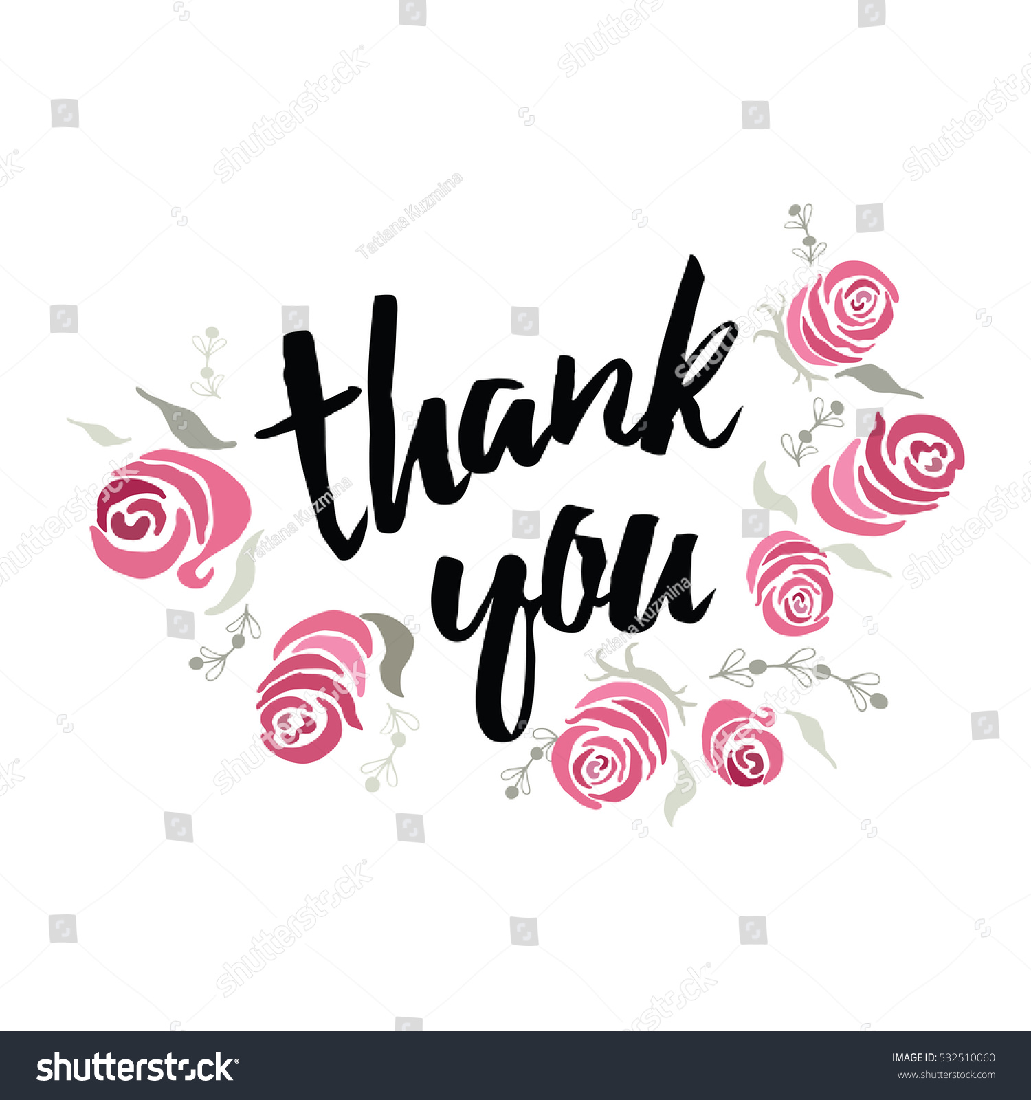 Thank You Calligraphy Vector Decorated Hand Stock Vector 532510060 ...