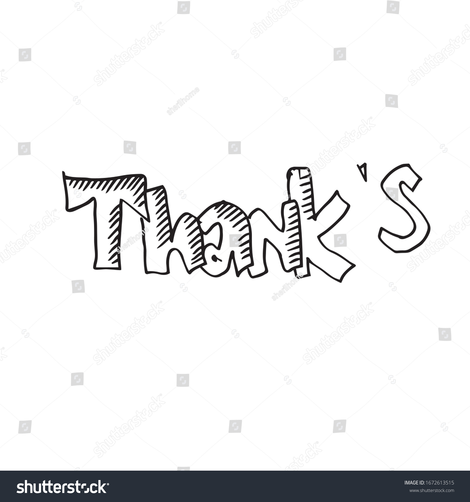 Thank You Card Hand Drawn Lettering Stock Vector (Royalty Free ...