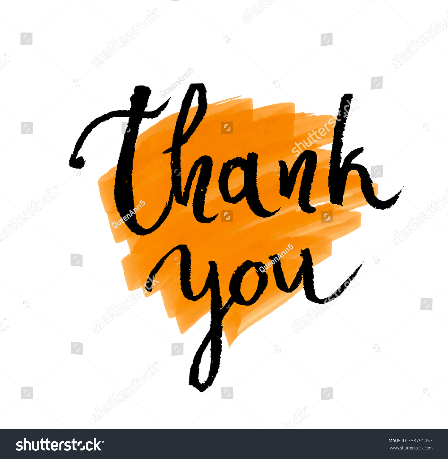 Thank You Card Ink Hand Lettering Stock Vector (Royalty Free) 388791457