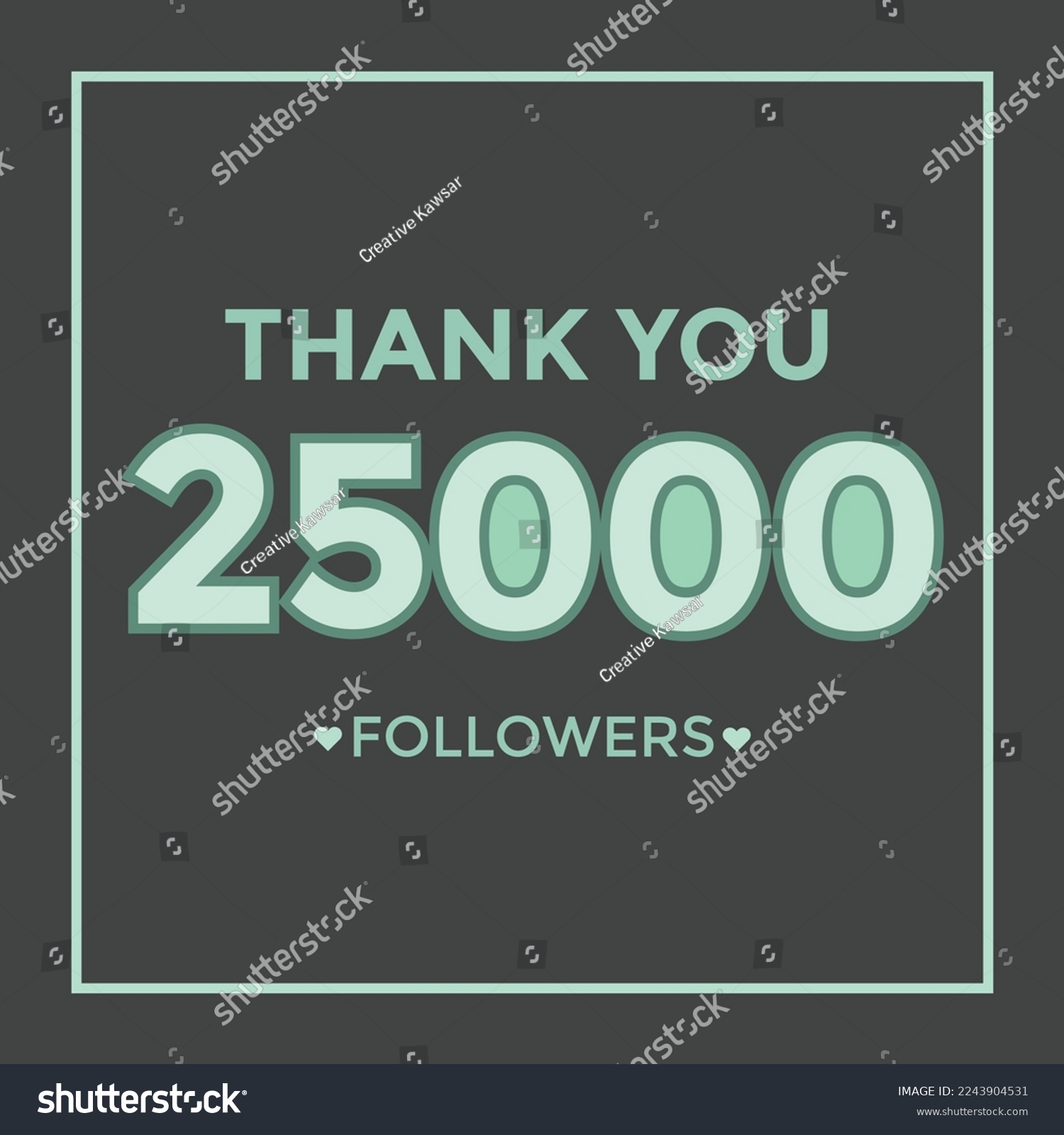 SVG of Thank you design Greeting card template for social networks followers, subscribers, like. 25000 followers. 25k followers celebration svg