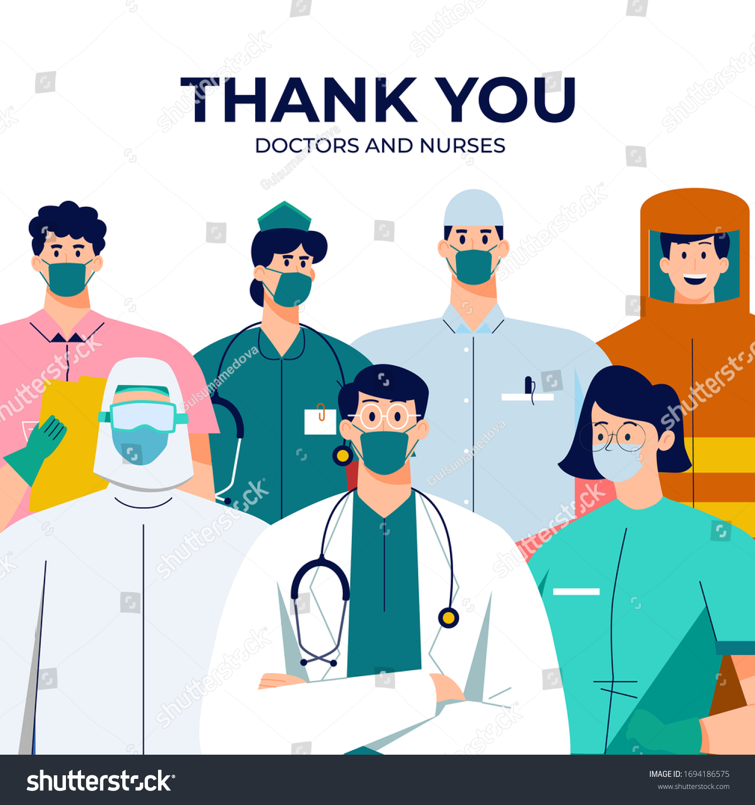 Thank You Doctor Nurses Medical Personnel Stock Vector Royalty Free 1694186575 Shutterstock