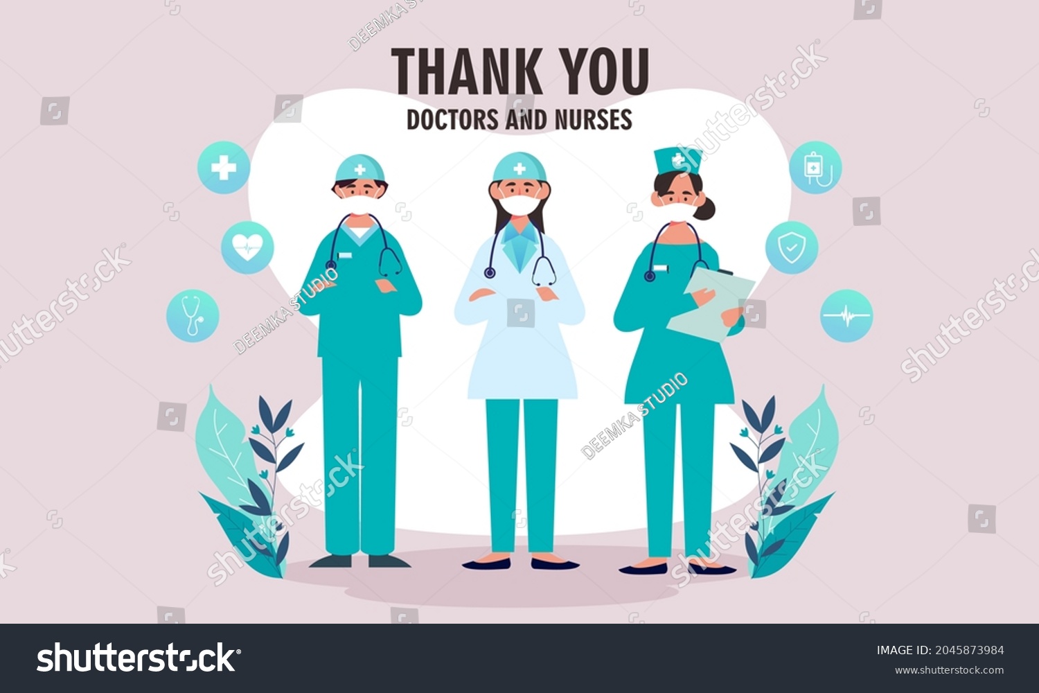 Thank You Doctors Nurses Flat Design Stock Vector (Royalty Free ...