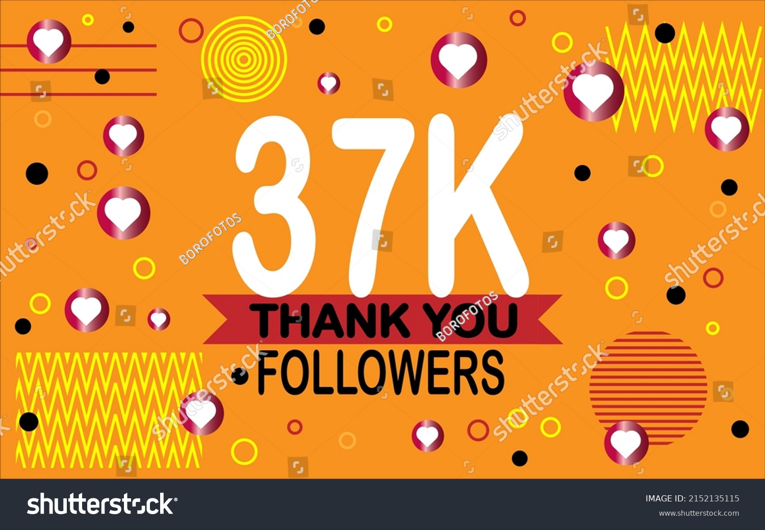 SVG of Thank you 37000 followers. Congratulation colorful image for net friends social. svg