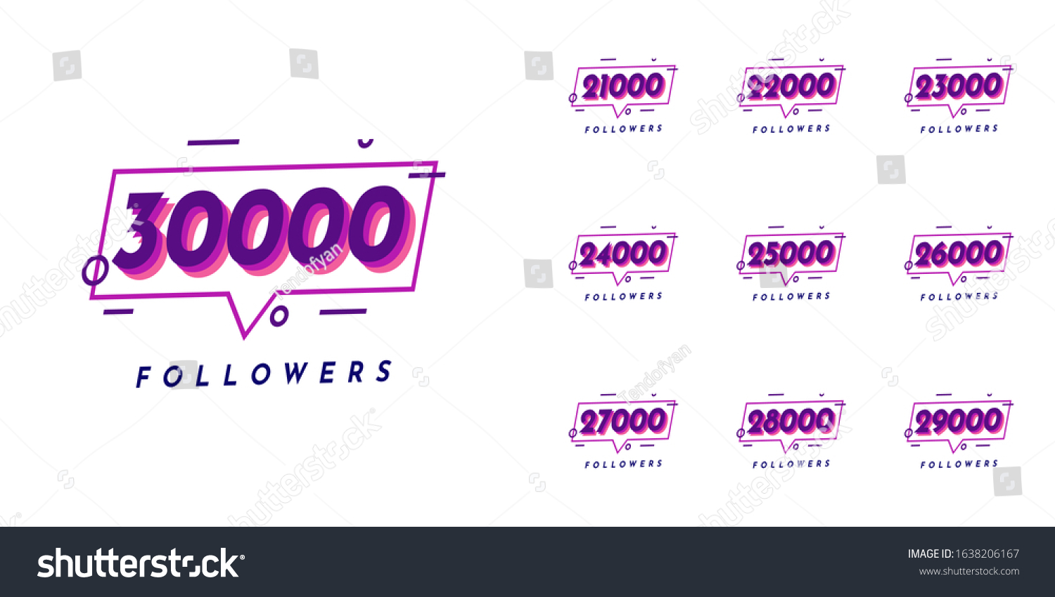 SVG of Thank You 21000 Followers to 30000 template design. Vector Eps 10 svg