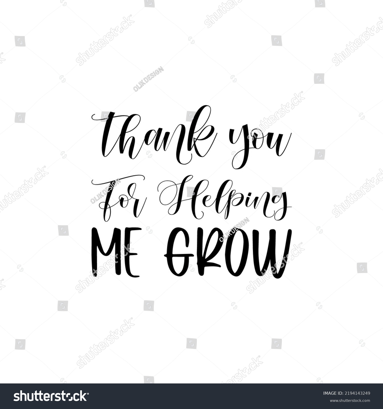 SVG of thank you for helping me grow black letters quote svg