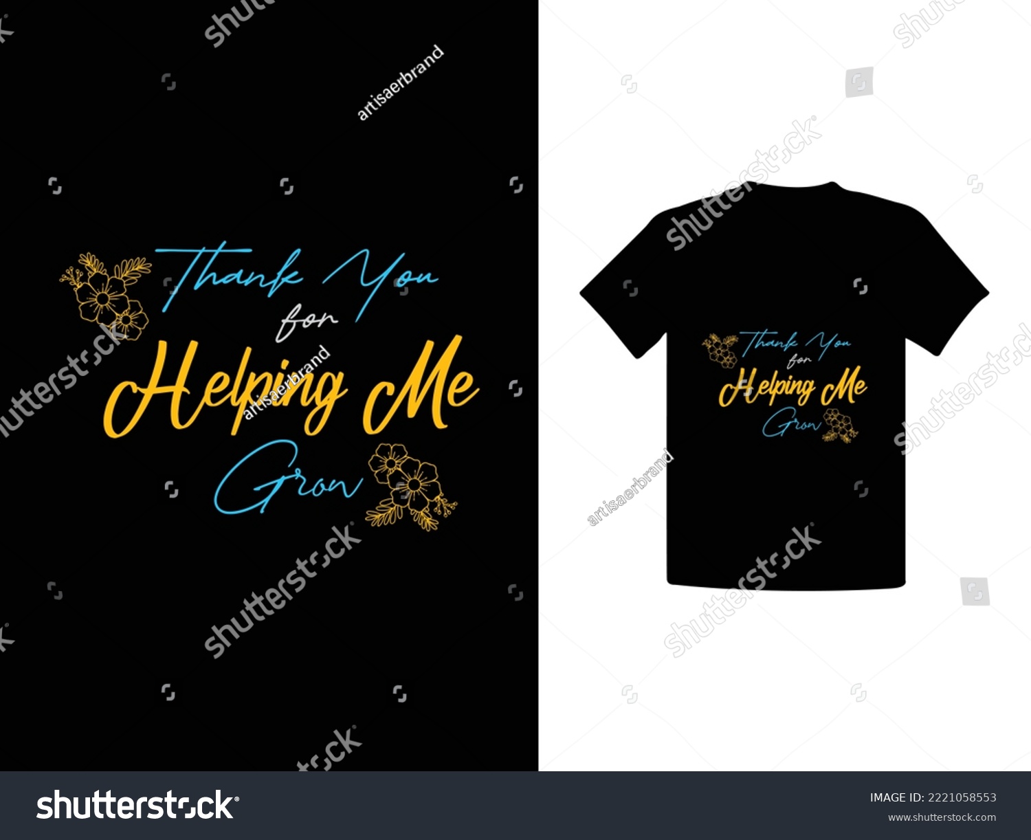 SVG of thank you for helping me grow t-shirt design svg