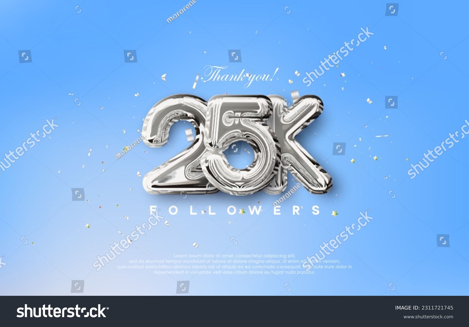 SVG of Thank you for the 25k followers with silver metallic balloons illustration. svg