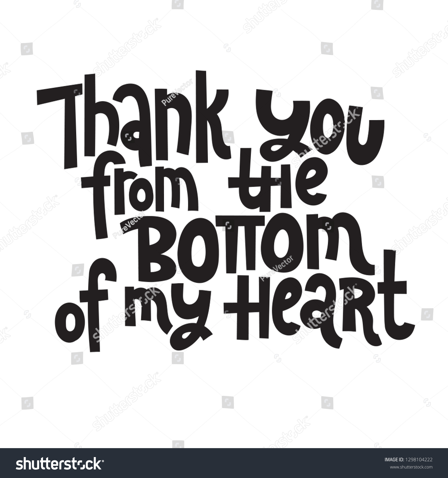 Thank You Bottom My Heart Slogan Stock Vector Royalty Free