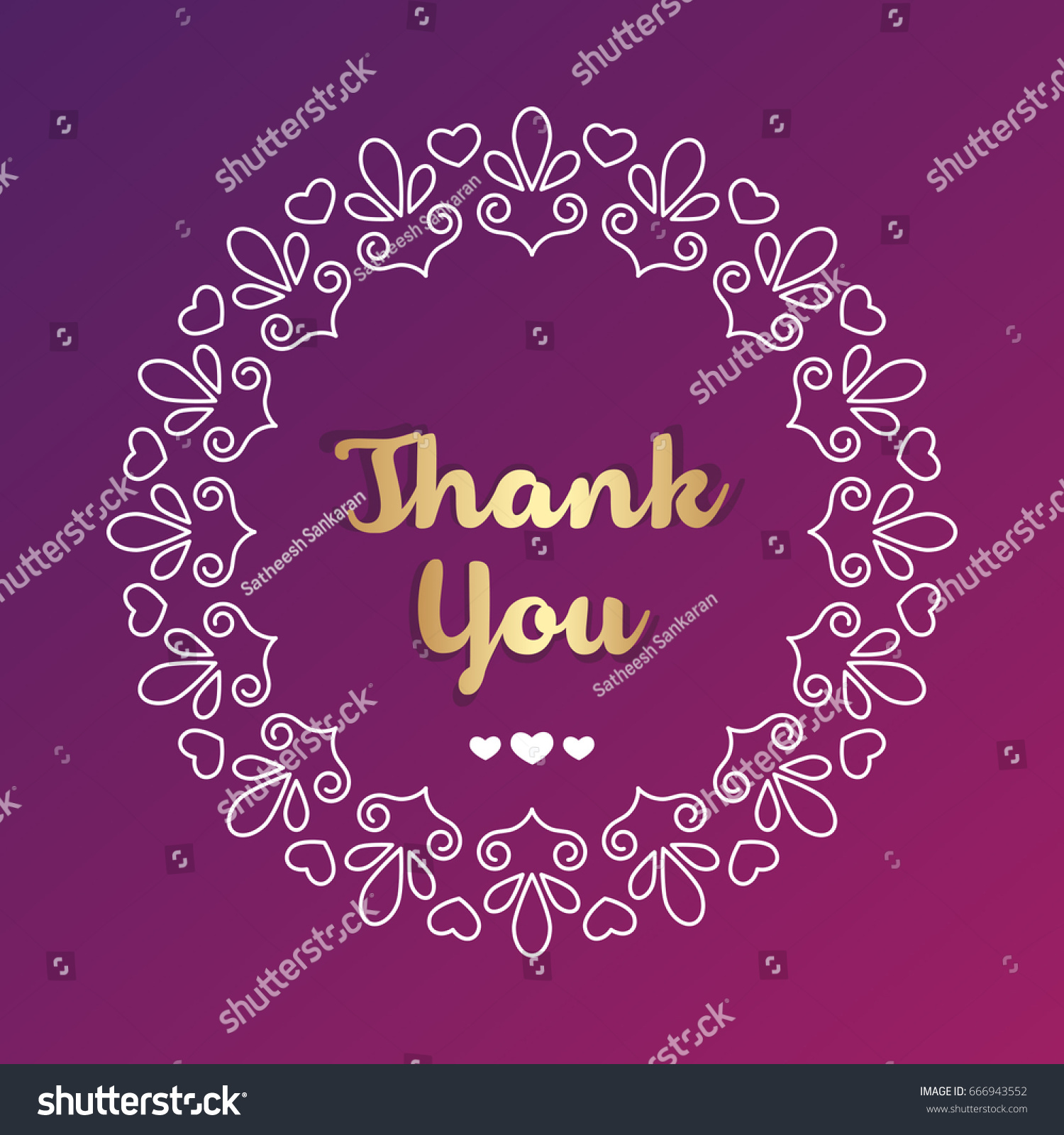 Thank You Hand Lettering Decorative Typography Stock Vector Royalty Free 666943552
