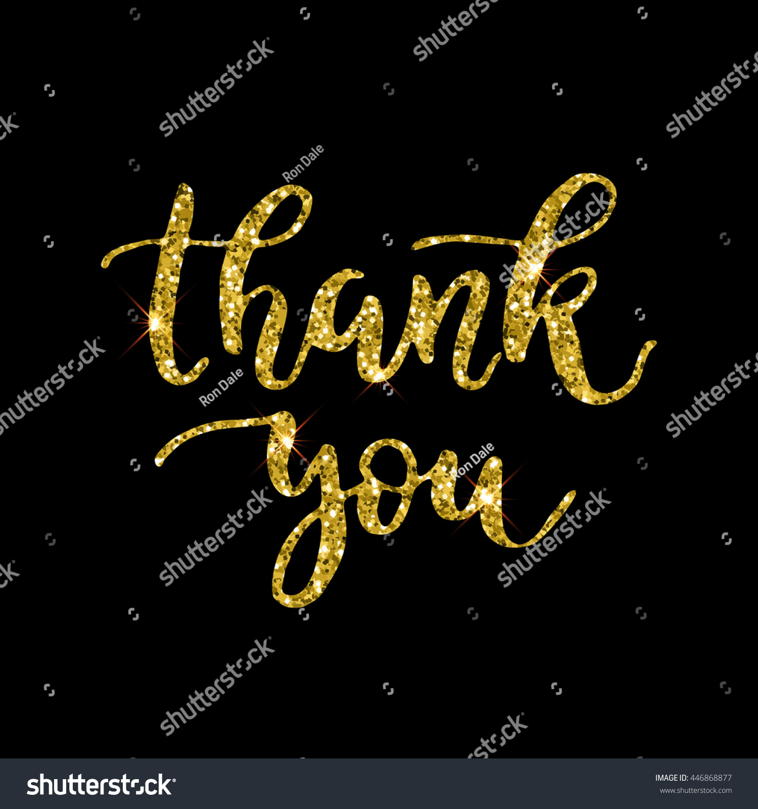 Thank You Hand Lettering Vector Gold Calligraphy. Glitter Golden ...