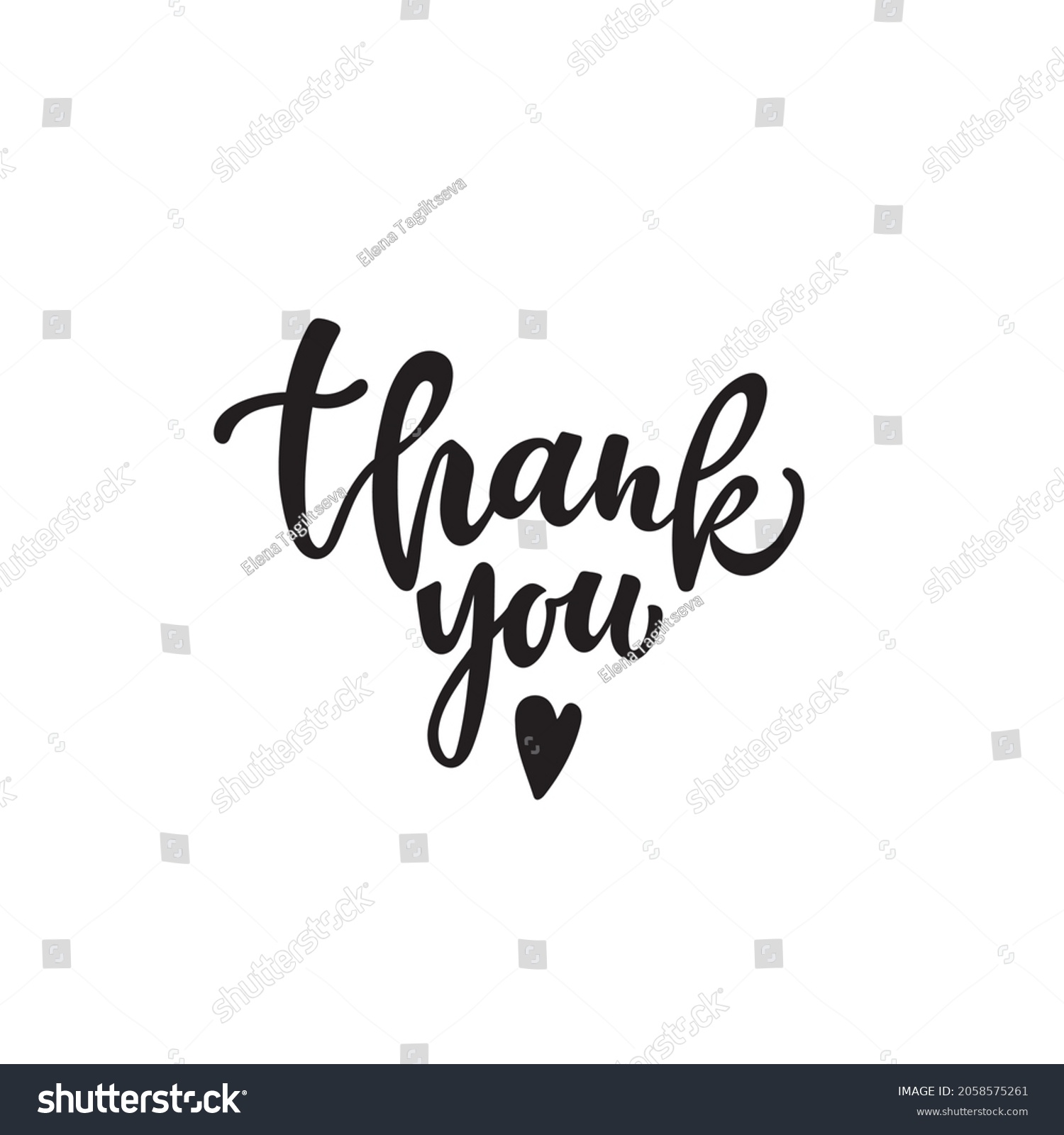 Thank You Handwritten Text Heart Hand Stock Vector (Royalty Free ...