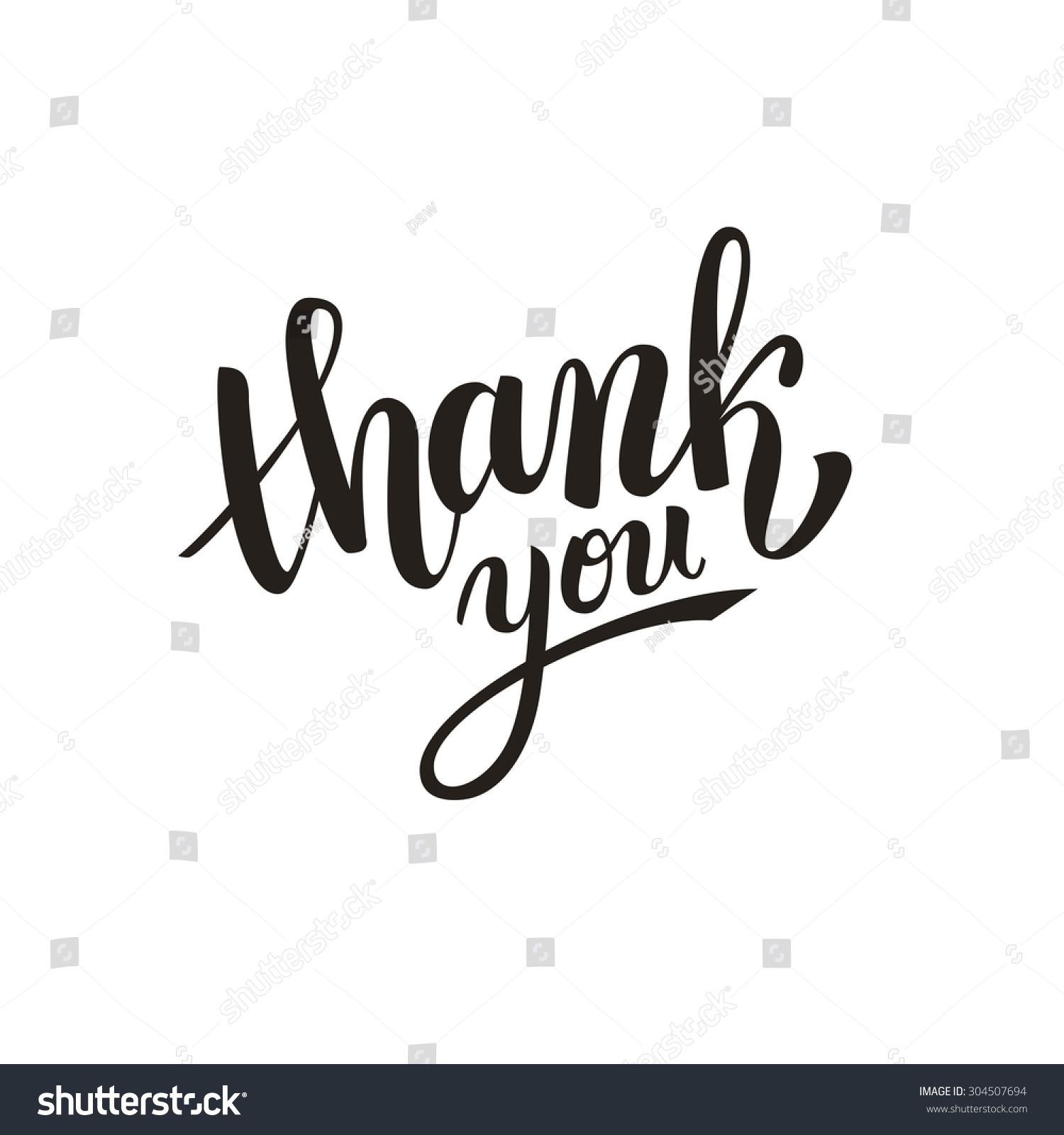 Thank You Handwritten Vector Illustration, Dark Brush Pen Lettering ...