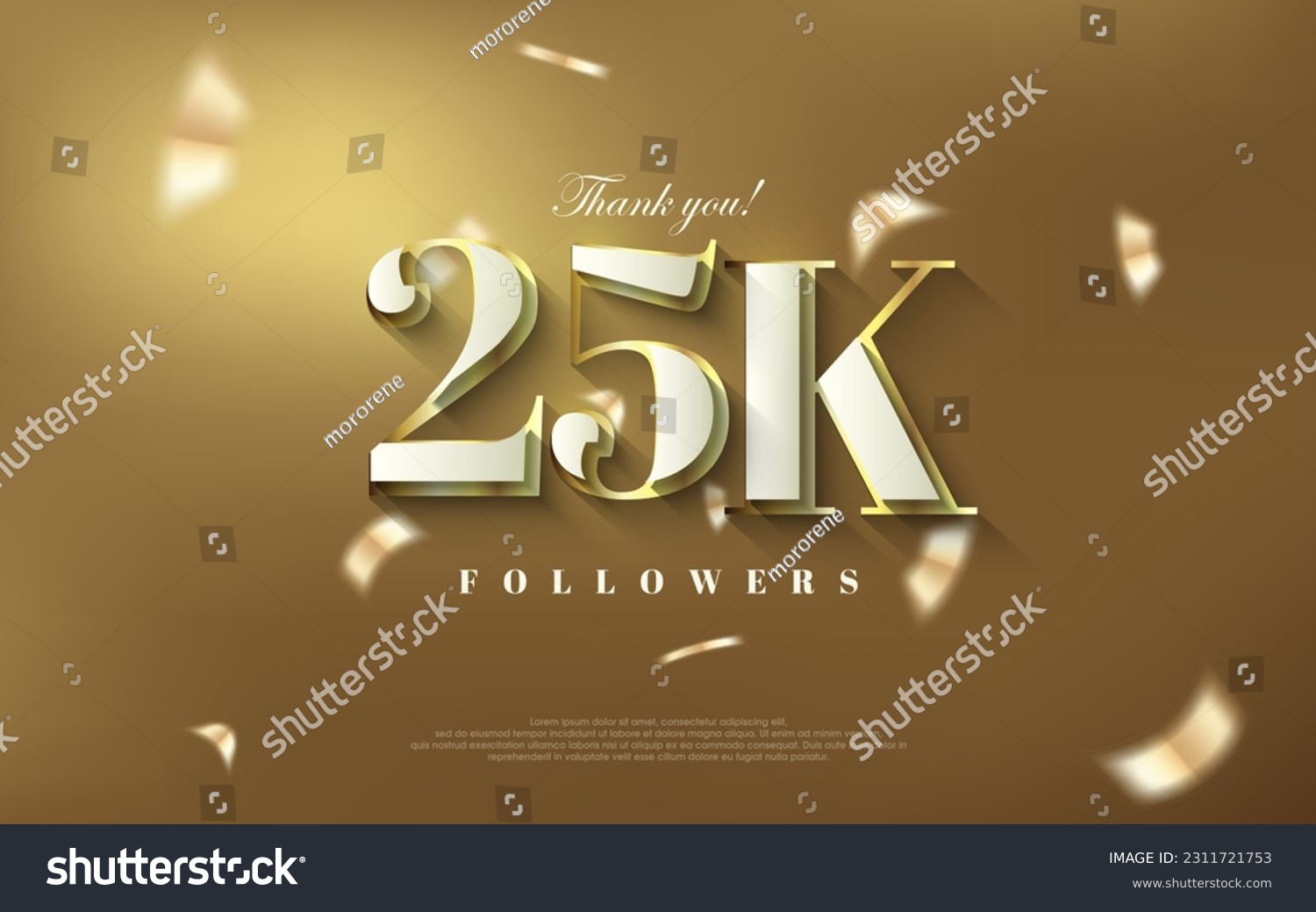 SVG of Thank you 25k followers background, shiny luxury gold design. svg