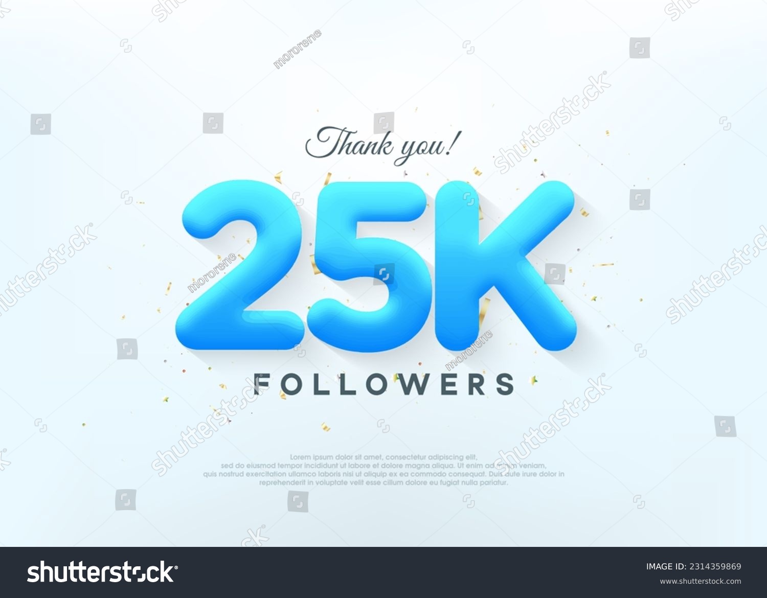 SVG of Thank you 25k followers, with blue balloons numbers. svg