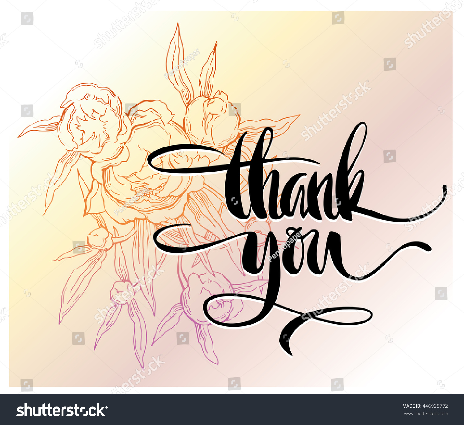 Thank You Lettering Greeting Card Modern Vector De Stock Libre De Regalías 446928772 2253