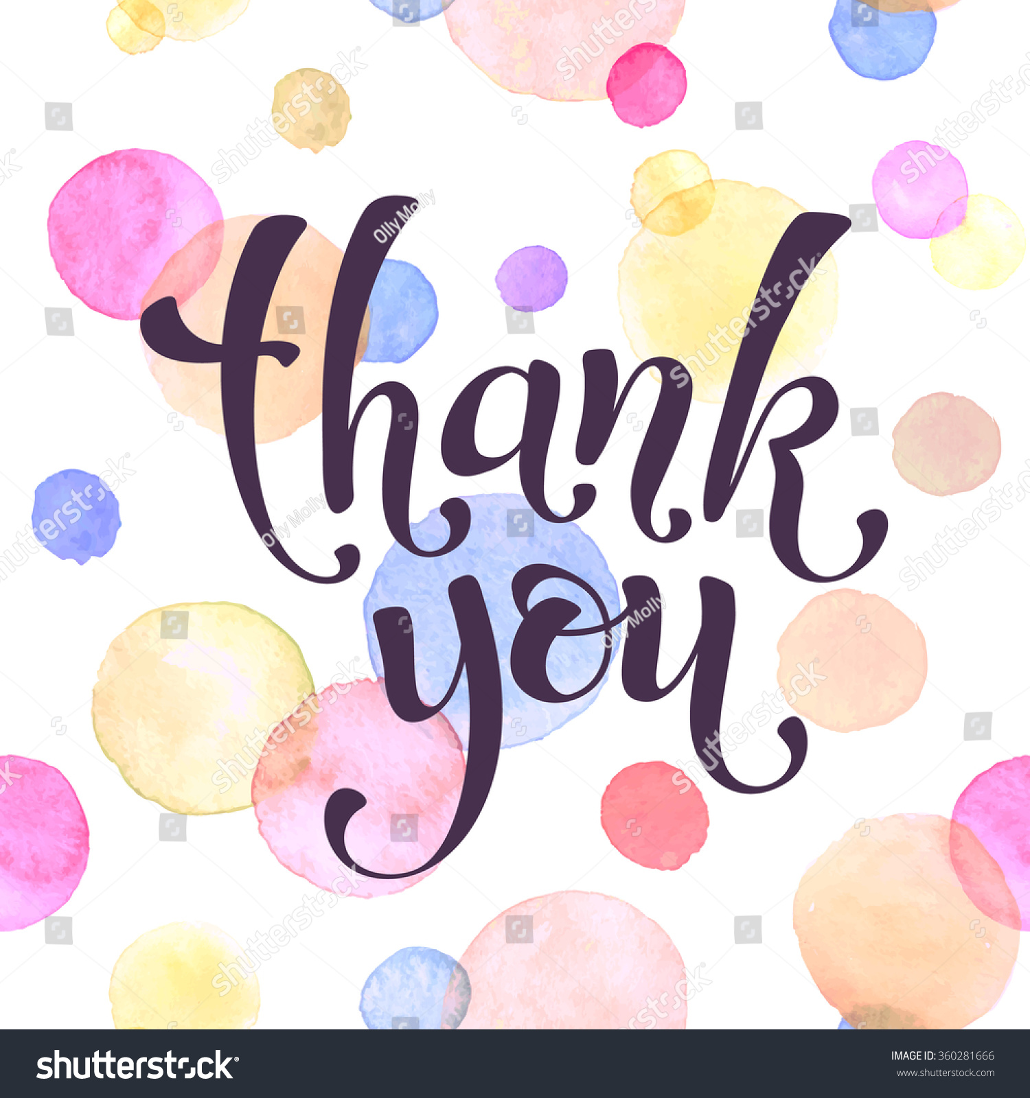 Thank You Lettering Watercolor Spots On Stock Vector (Royalty Free ...