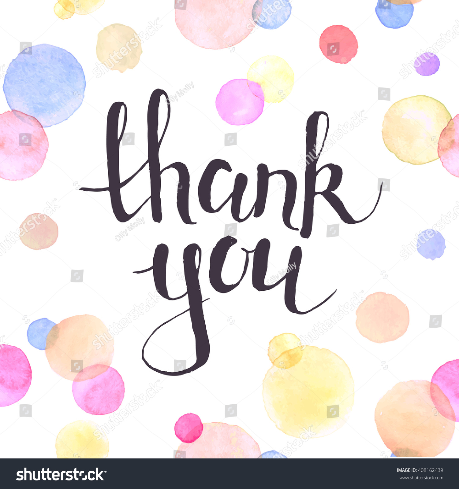 Thank You Lettering Watercolor Spots On Stock Vector (Royalty Free ...