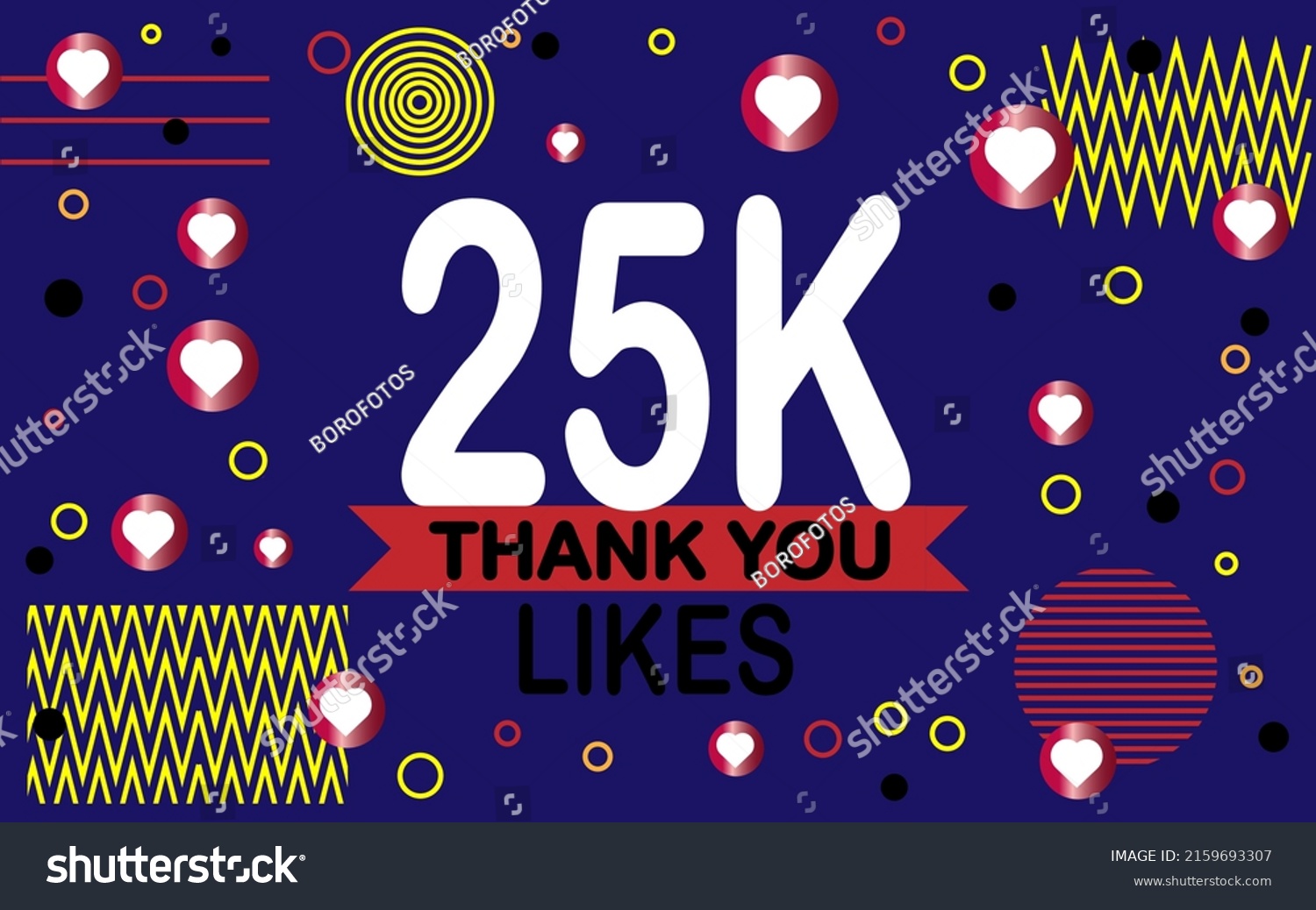 SVG of Thank you 25000 likes. Congratulation colorful image for net friends social. svg