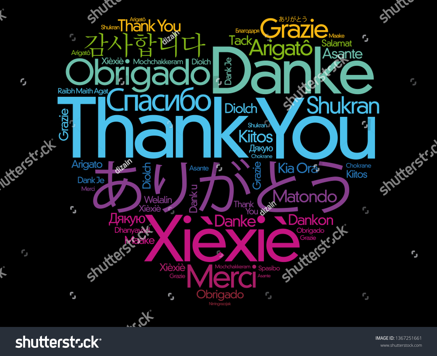 Thank You Love Heart Word Cloud Stock Vector (Royalty Free) 1367251661 ...