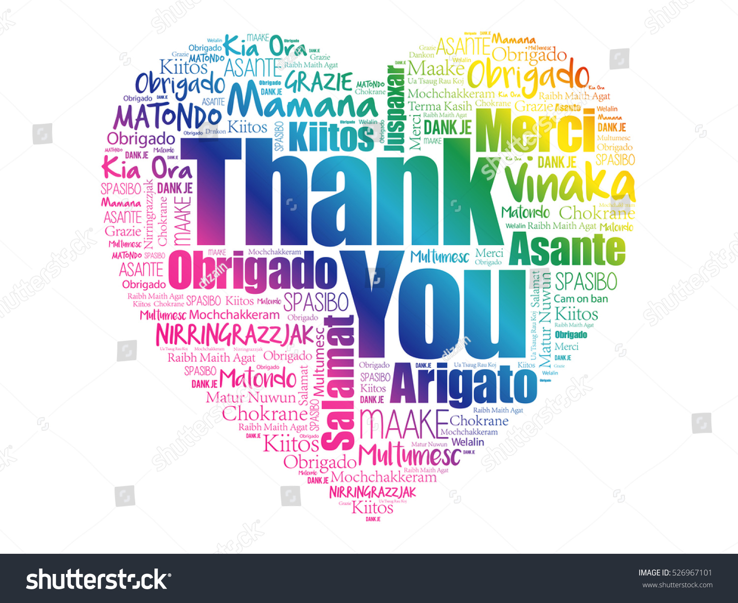 Thank You Love Heart Word Cloud In Different Languages, Concept ...