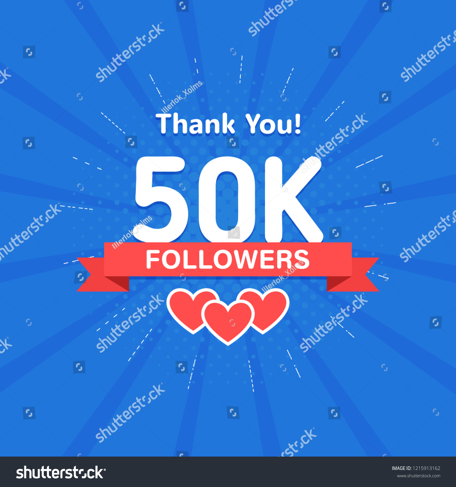 Thank You 50000 50k Followers Congratulation Vector De Stock Libre De Regalías 1215913162 0618