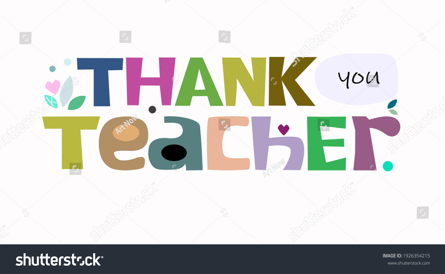 Thank You Teacher Appreciation Mentors Gratitude Stock Vector (Royalty ...