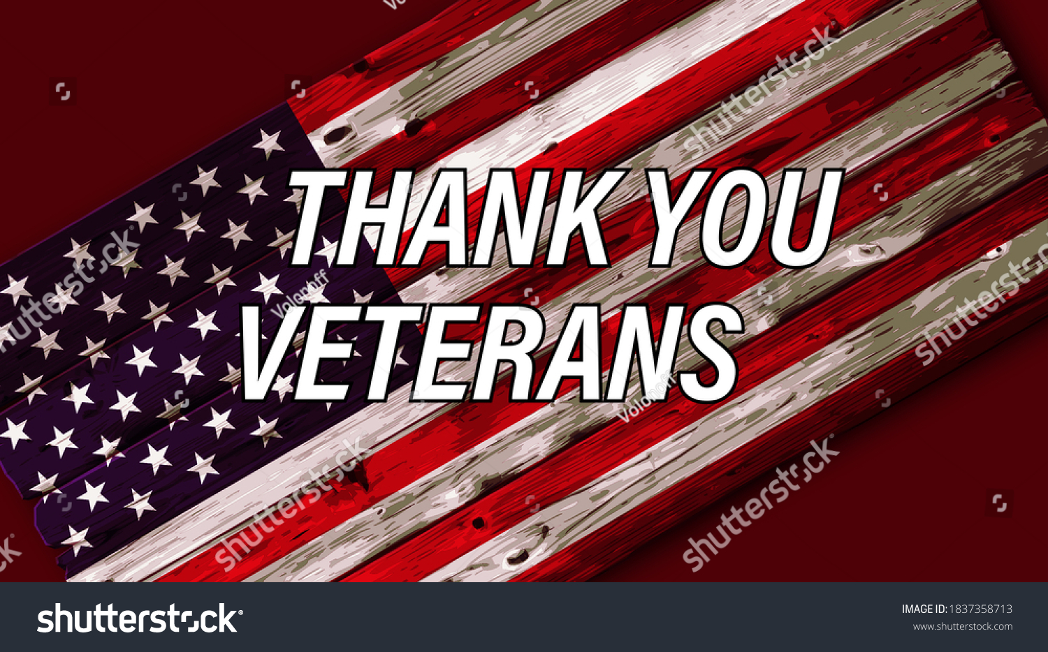 Thank You Veterans Day Banner Stock Vector (Royalty Free) 1837358713