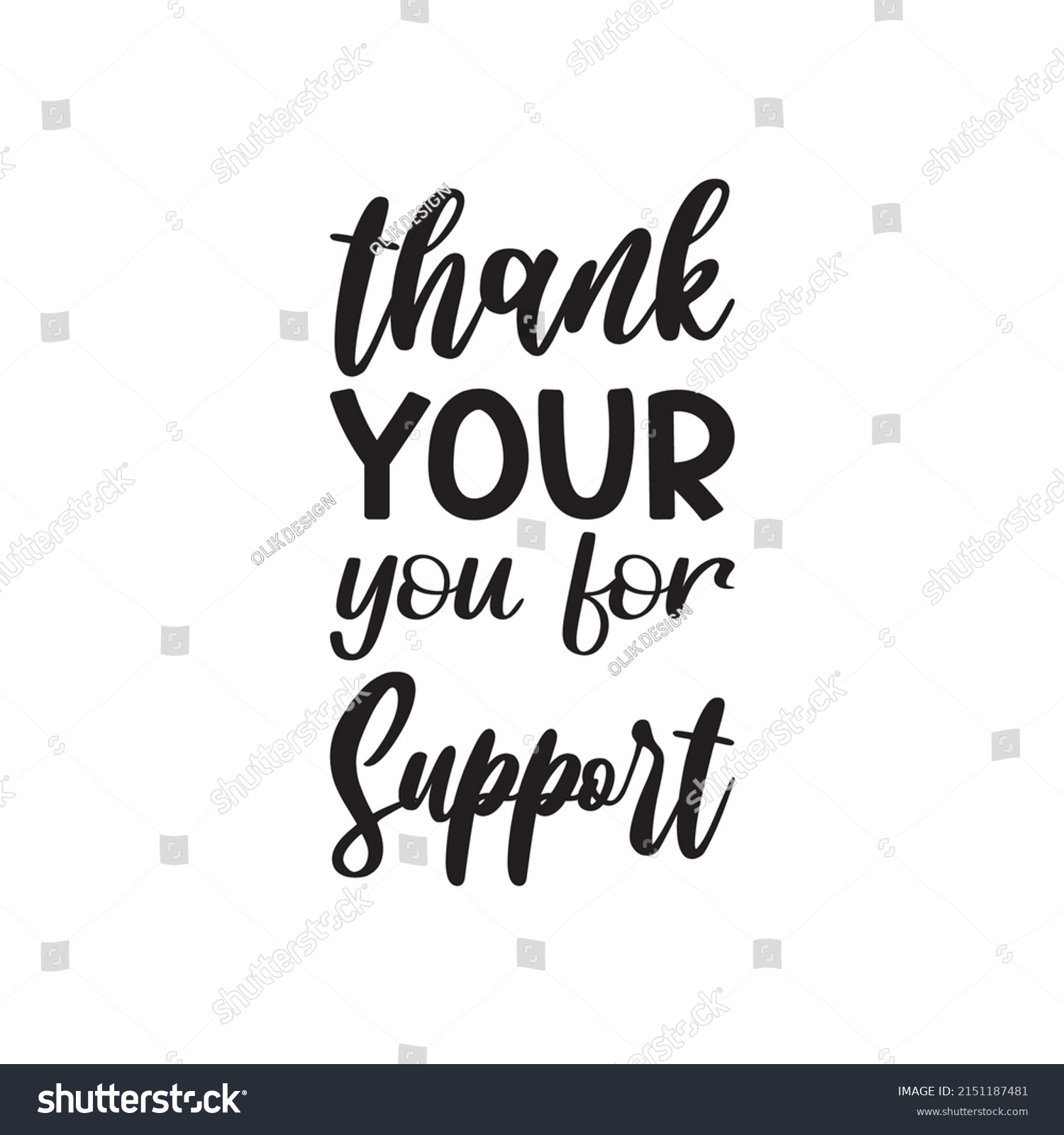 Thank Your You Support Black Letter Stock Vector (Royalty Free ...