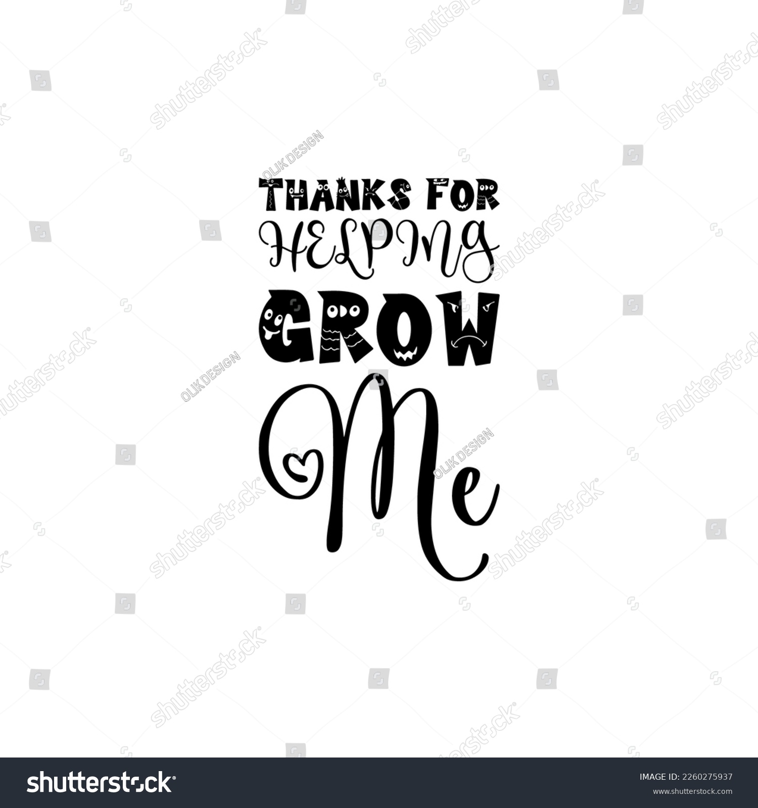 SVG of thanks for helping grow me black letters quote svg