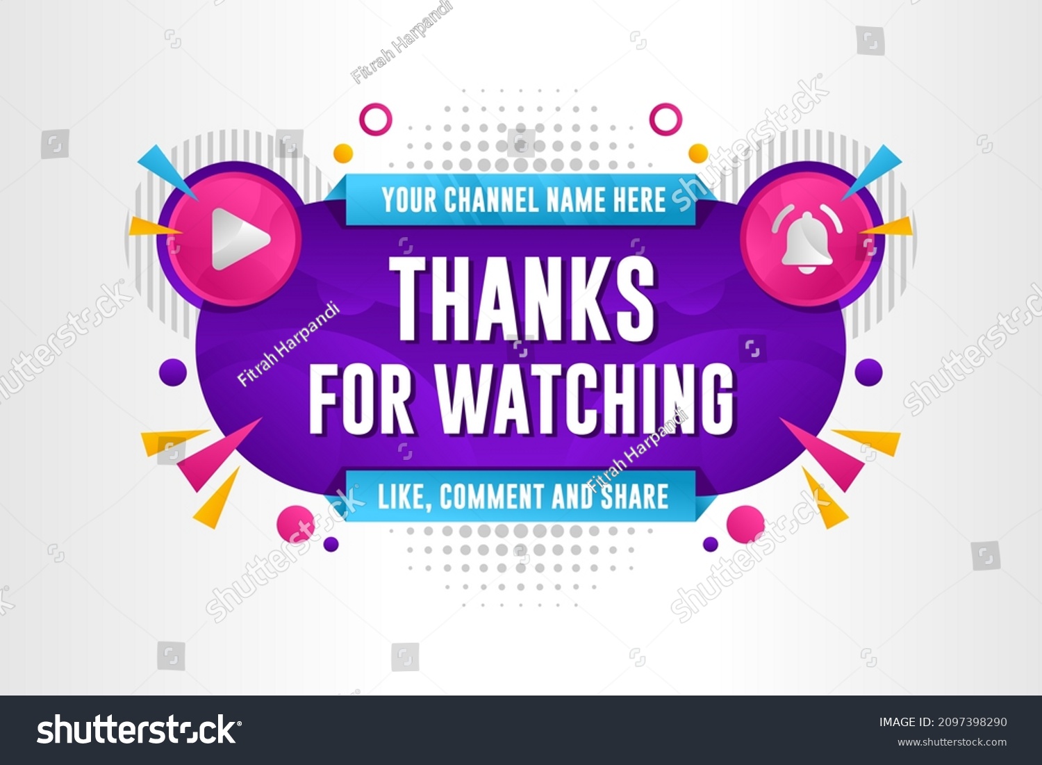 Thanks Wacthing Like Share Comment Banner Stock Vector (Royalty Free ...