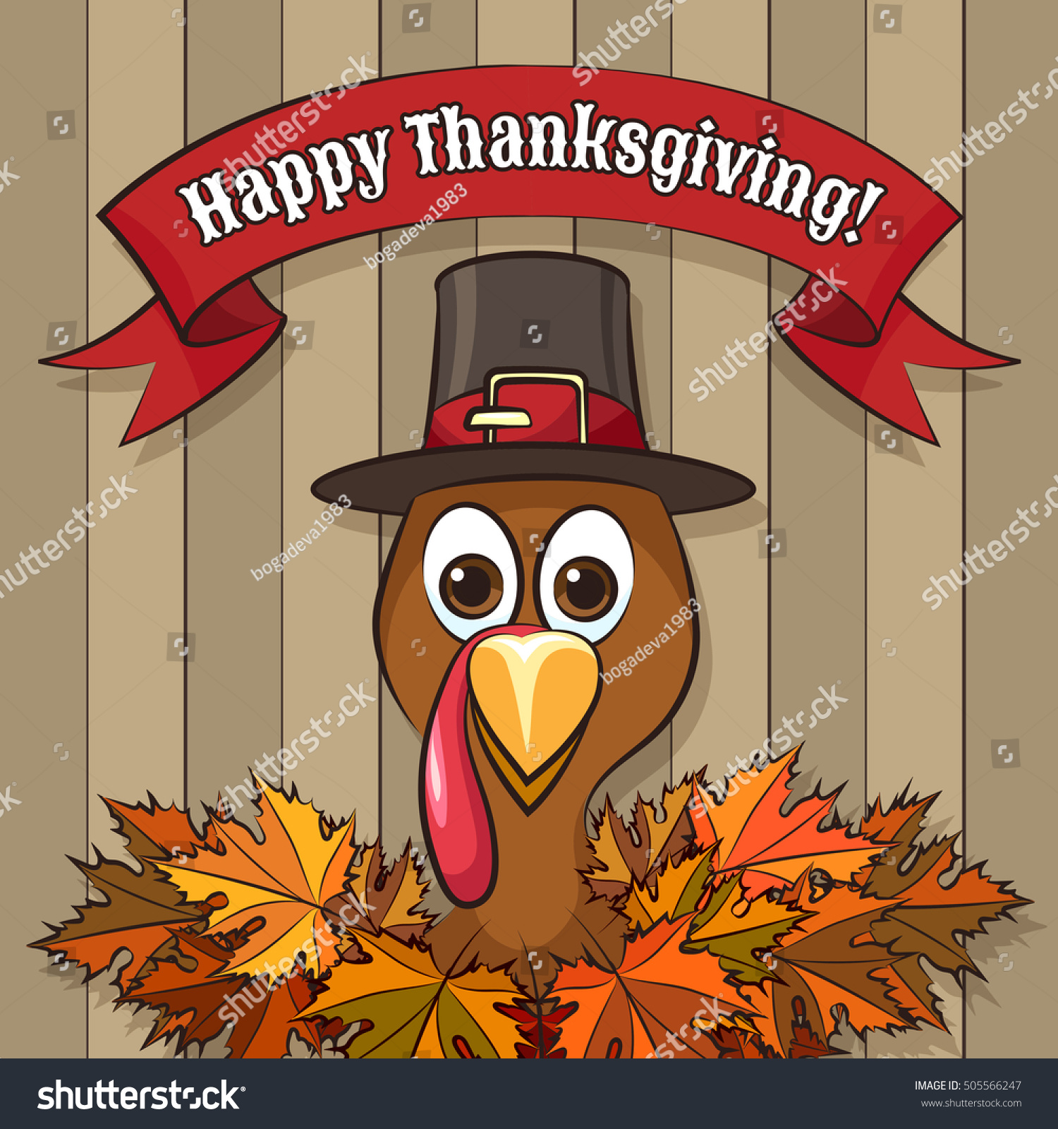 Thanksgiving Emblem Design Turkey Banner Maple Stock Vector (Royalty ...