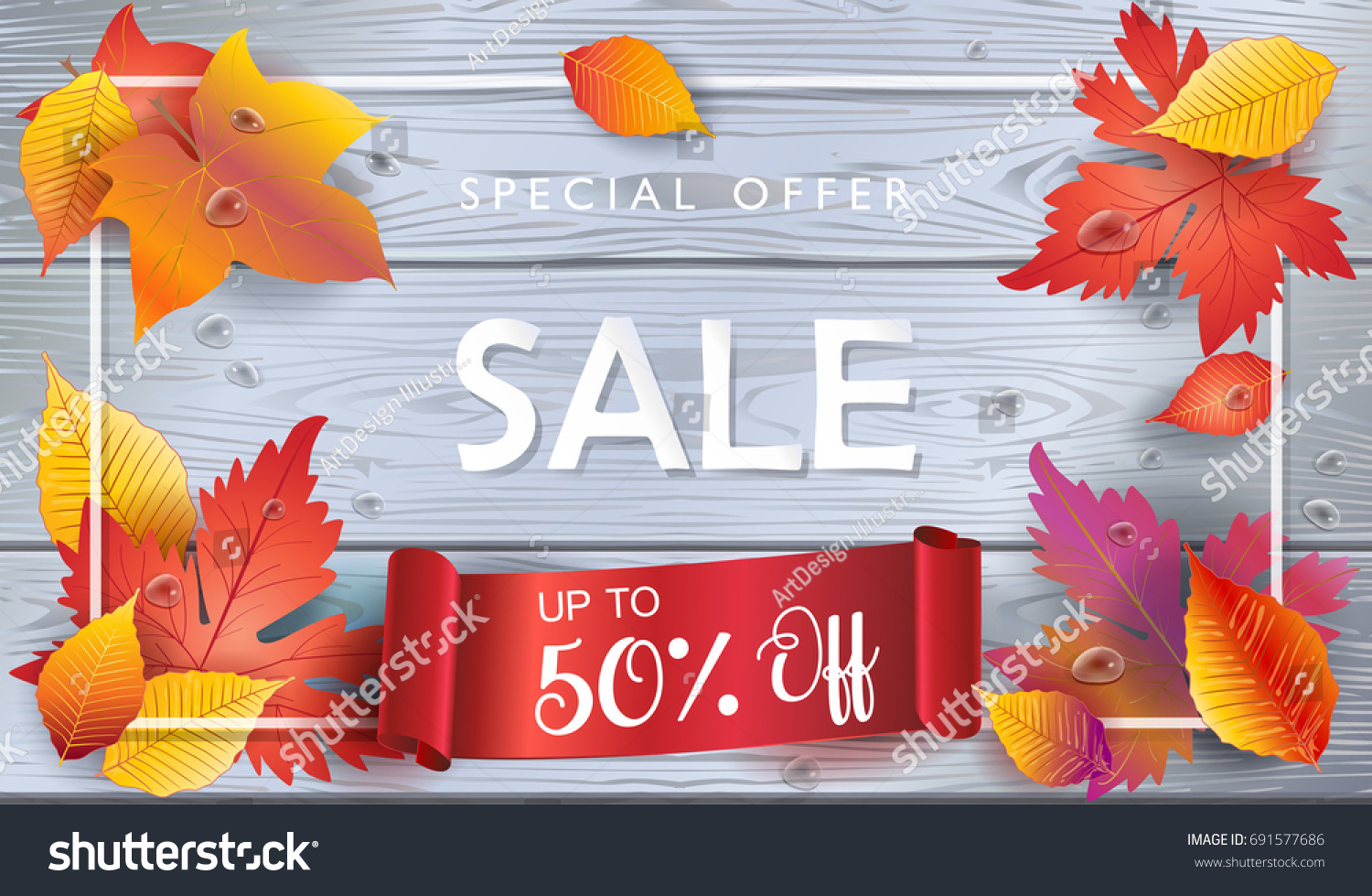 Thanksgiving Holiday Sale Autumn Sales Banner Stock Vector Royalty Free 691577686