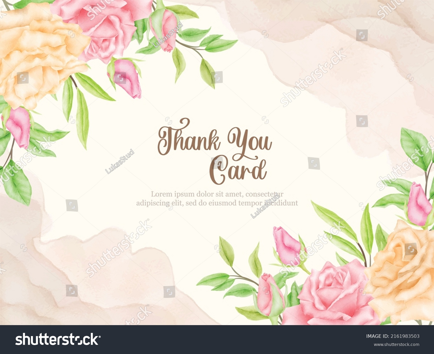 Thankyou Card Floral Vector Template Stock Vector (Royalty Free ...