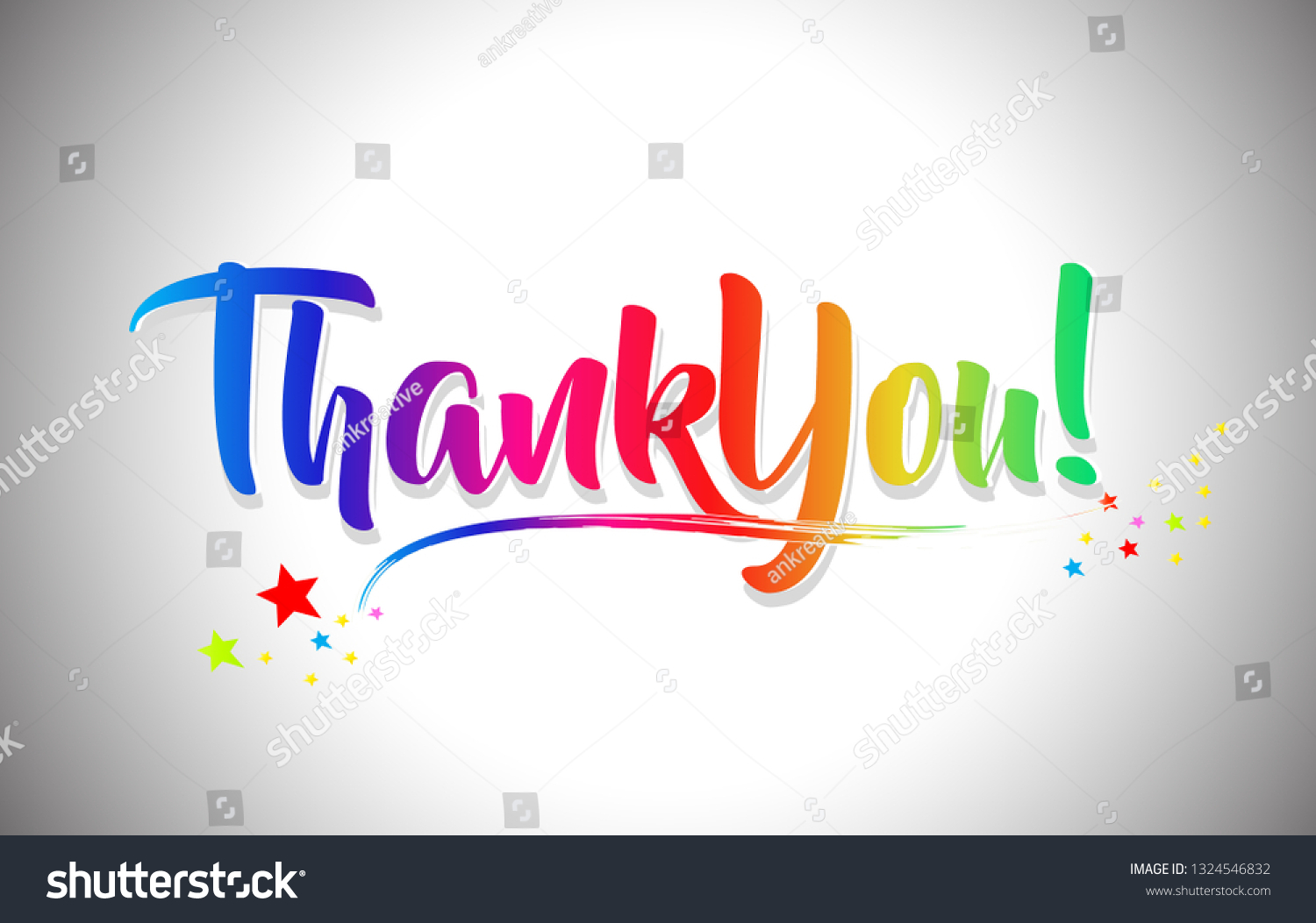 Thankyou Handwritten Word Text Rainbow Colors Stock Vector Royalty Free 1324546832 0334