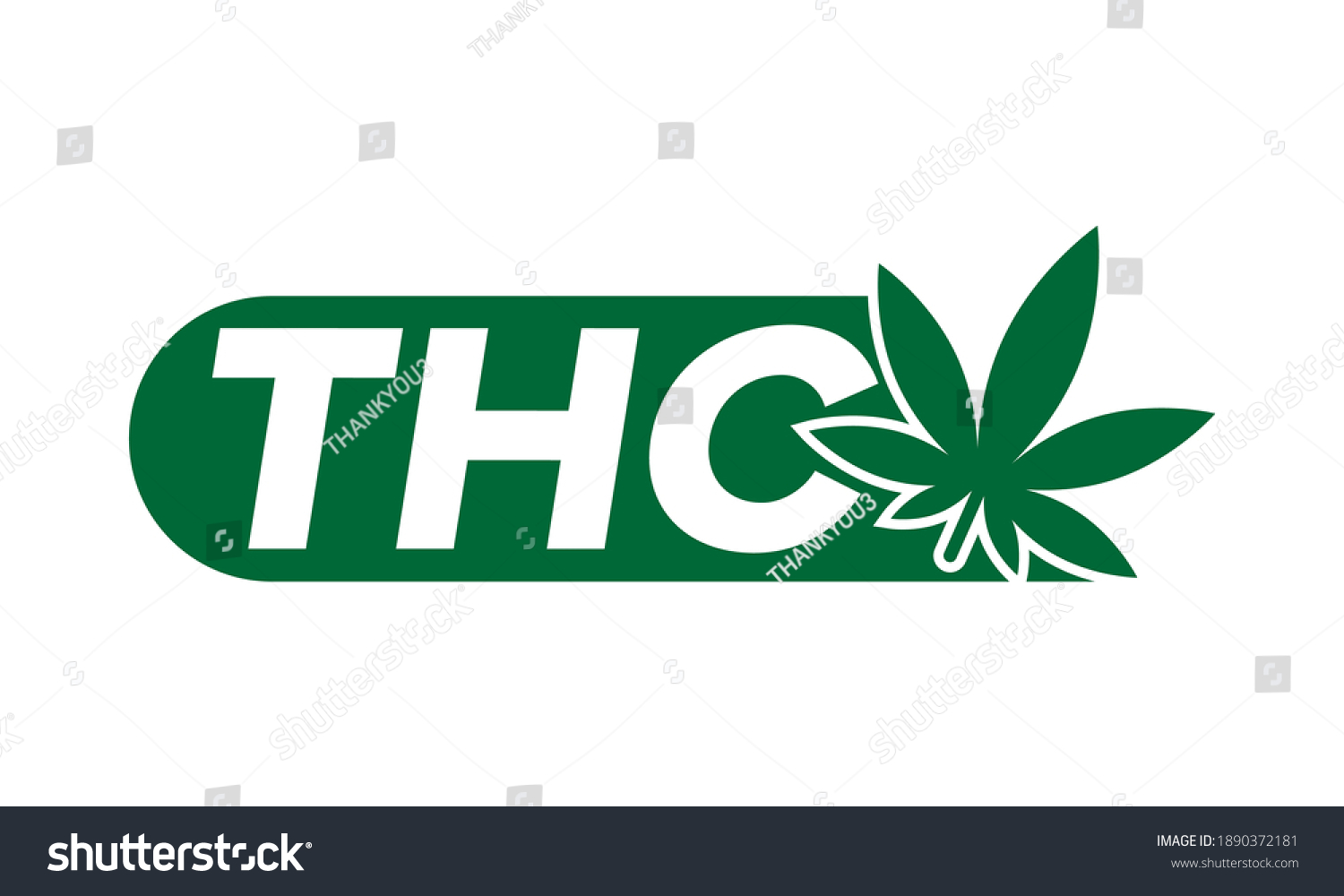 Thc Logo Green Cannabis Stock Vector (Royalty Free) 1890372181