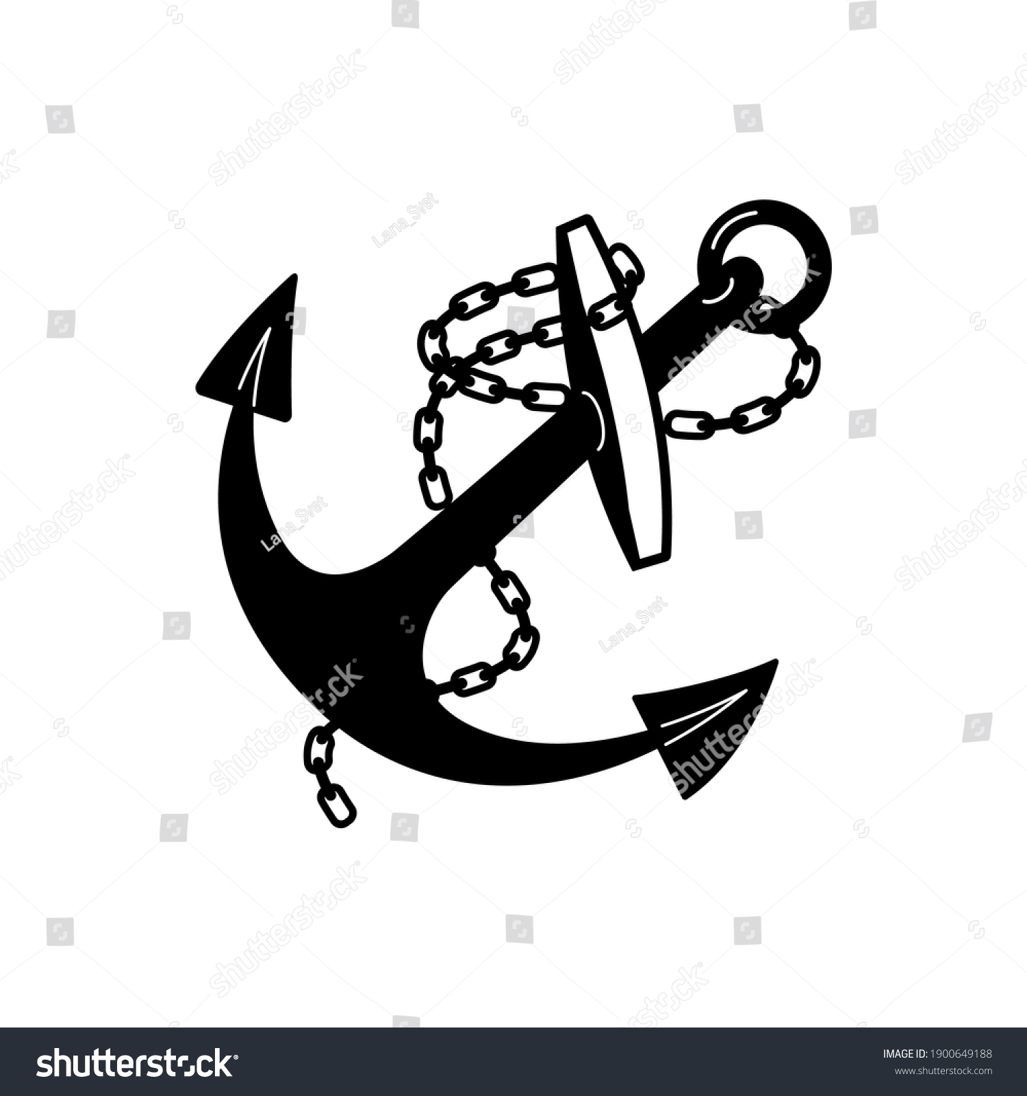 Anchor Large Metal Chain Black On Stock Vector (Royalty Free ...