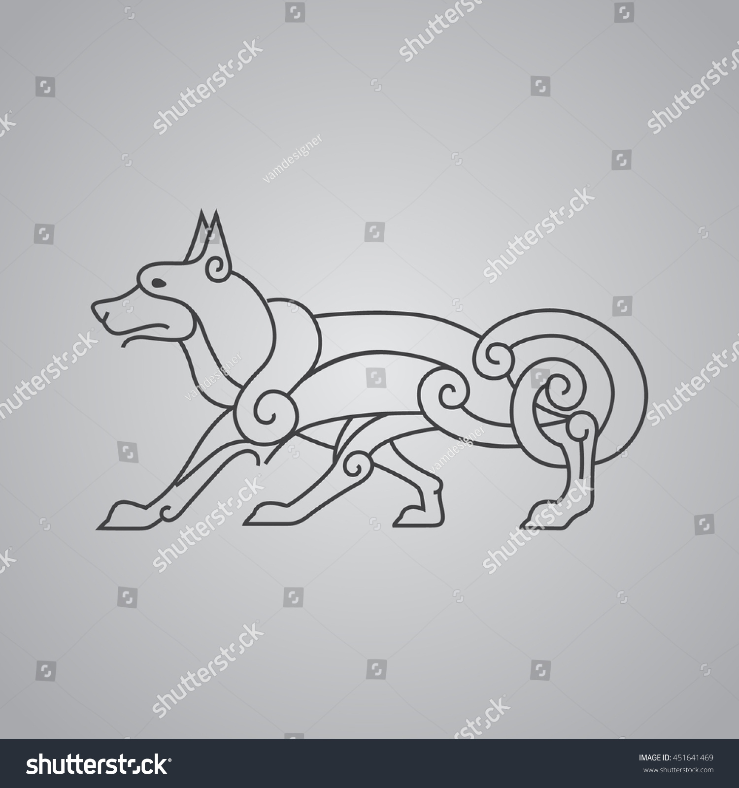 The Ancient Celtic Symbol Of Wolf Or Dog Stock Vector 451641469 ...