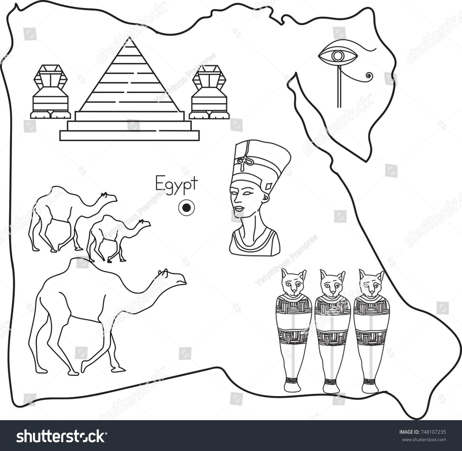 Stock vektor „Ancient Egypt Coloring Map Vector Illustration“ (bez ...