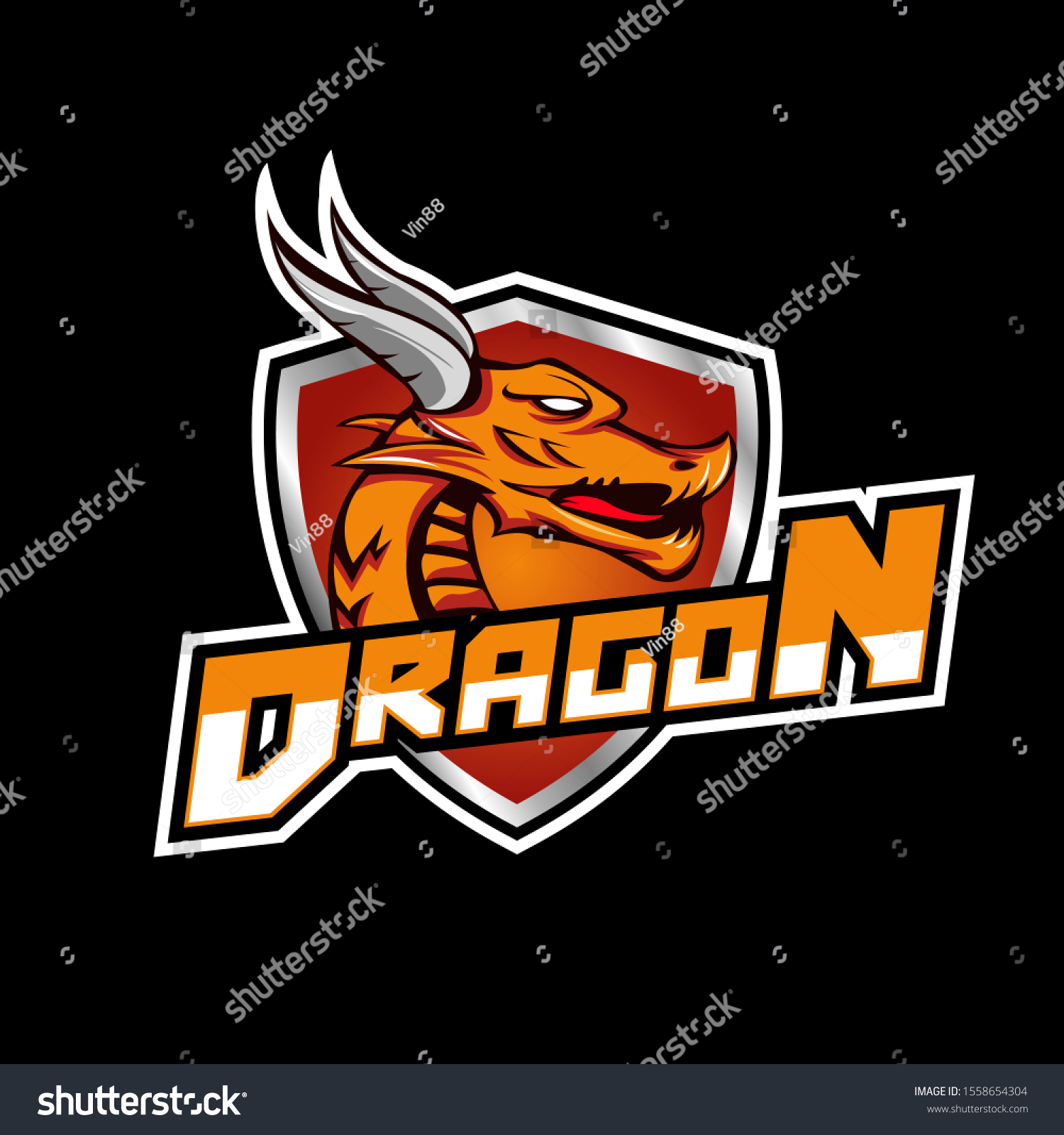 Angry Red Dragon Mascot Sport Logo Stock Vector Royalty Free 1558654304