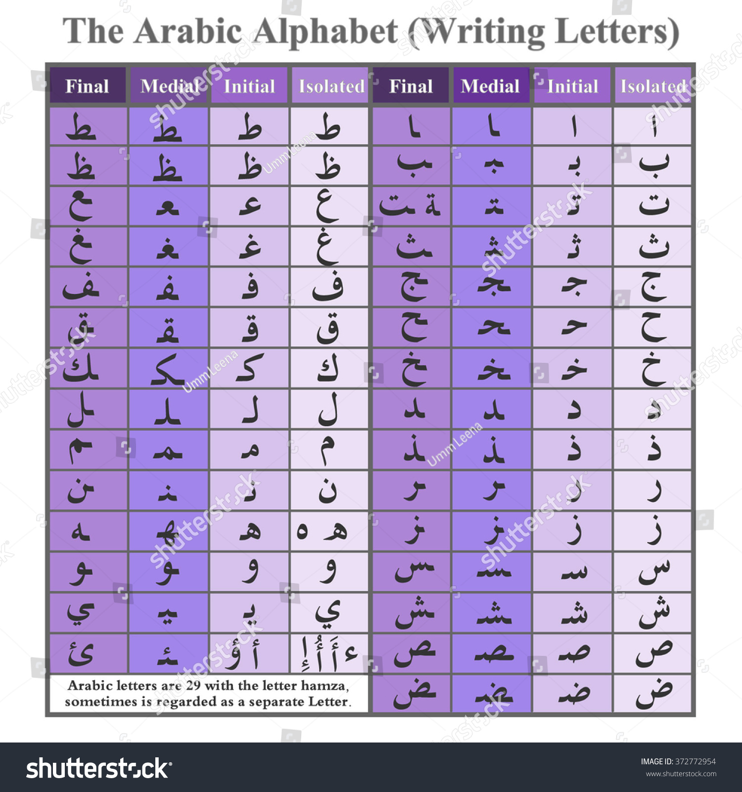 Arabic Alphabet Writing Letters Violet Stock Vector (Royalty Free