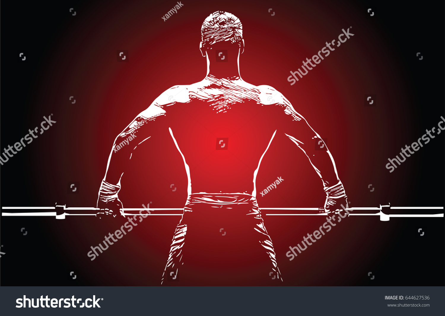 SVG of The back of the athlete holding the barbell in hands svg