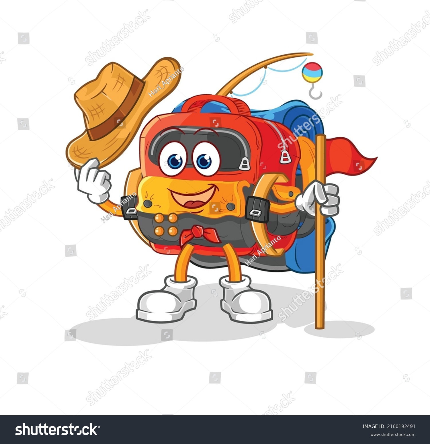 Backpack Scout Vector Cartoon Character Stock Vector (Royalty Free