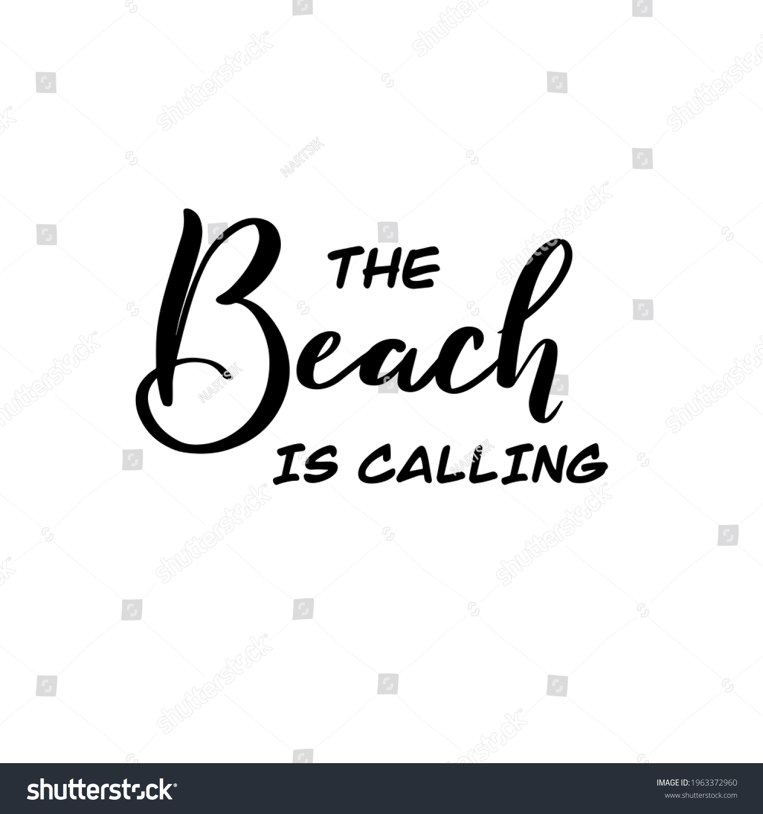 Beach Calling Vector Lettering Typography Poster Stock Vector (Royalty ...