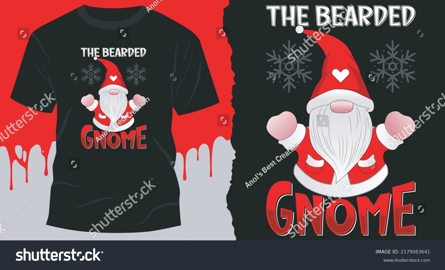 SVG of The Bearded Gnome T-Shirt Design, Christmas Tshirts Family, Seasonal Christmas Crafts Design svg