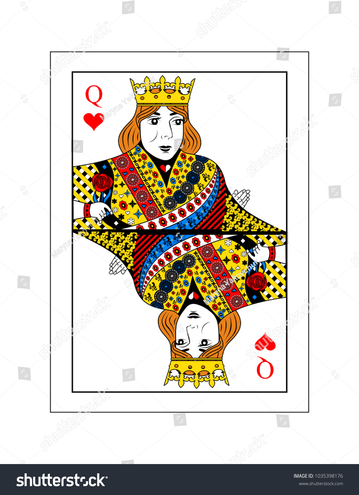 Beautiful Card Queen Hearts Classic Style Stock Vector (Royalty Free ...